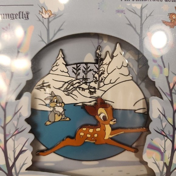Loungefly Disney Bambi & Thumper On Ice Skating Sliding 3" Enamel Pin LE NEW - Picture 3 of 8